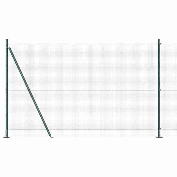 Schweissdrahtzaun mit 7 Flanschen Pfosten Grün 1.5x10 m Stahl