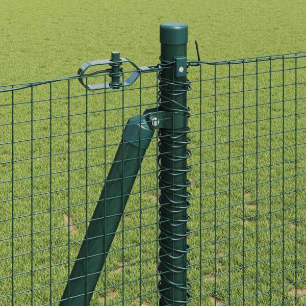 Geschweißter Drahtzaun mit 13 Flanschpfosten Grün 1,2x50 m Stahl