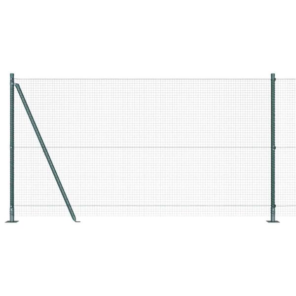 Geschweißter Drahtzaun mit 13 Flanschpfosten Grün 1,2x50 m Stahl