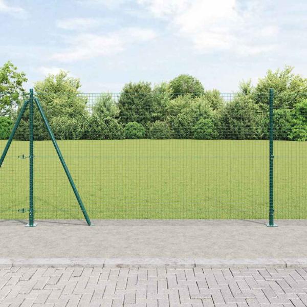 ARDEBO.de - Schweißdrahtzaun mit 13 Flanschpfosten Grün 1,2x50 m Stahl