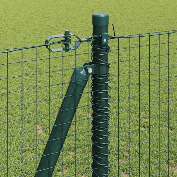 Schweißdrahtzaun mit 13 Flanschpfosten Grün 1,2x50 m Stahl