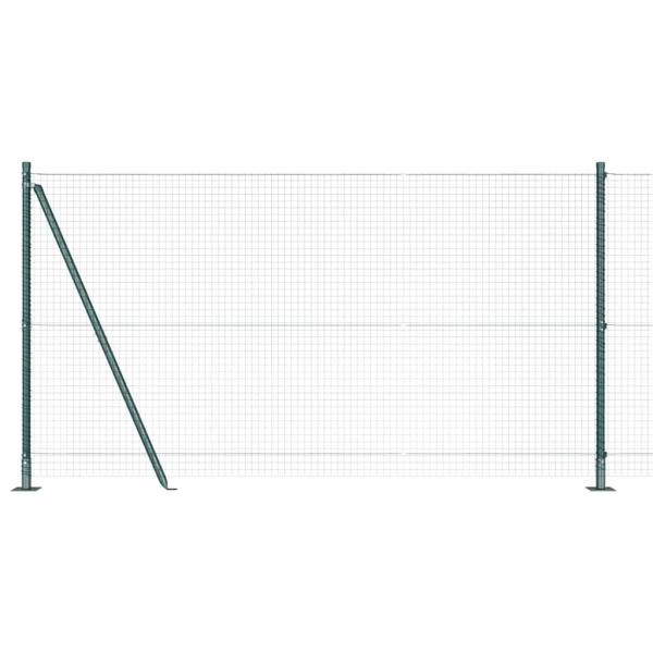 Schweißdrahtzaun mit 13 Flanschpfosten Grün 1,2x50 m Stahl