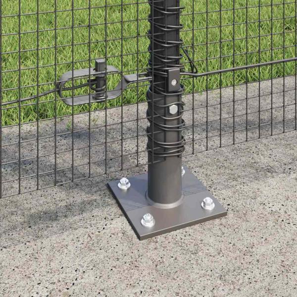 Geschweißter Drahtzaun mit 7 Flanschpfosten Grau 1,2x10 m Stahl