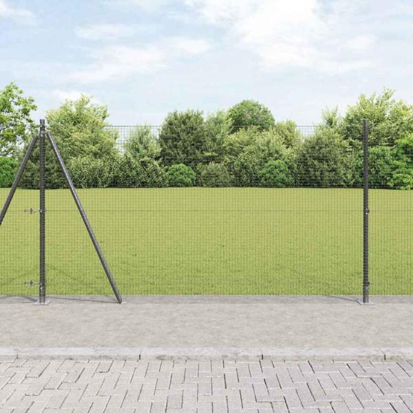 ARDEBO.de - Schweissdrahtzaun mit 7 Flanschpfosten Grau 1,2x10 m Stahl