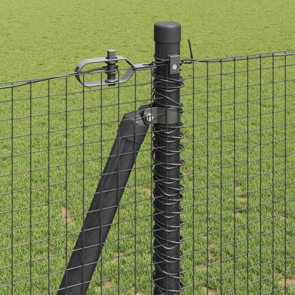 Schweissdrahtzaun mit 7 Flanschpfosten Grau 1,2x10 m Stahl