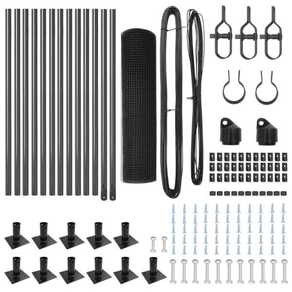 Zaunset Set aus 2 Grau Metall 25 x 0.5 m Langlebig