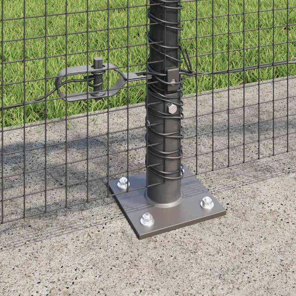 Welded Wire Fence mit 13 Flanschpfosten Grau 0.8x25 m Stahl