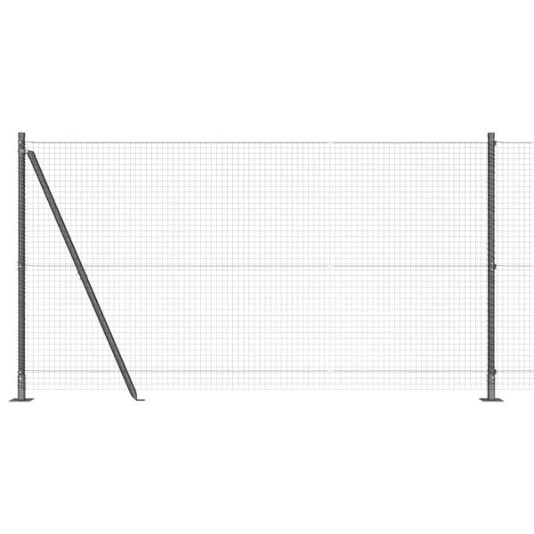 Schweißdrahtzaun mit 13 Flanschpfosten Grau 1,2x25 m Stahl
