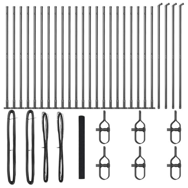 Schweißdrahtzaun mit 13 Flanschpfosten Grau 1.5x50 m Stahl
