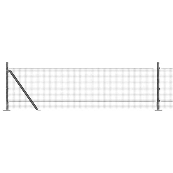 Geschweißter Drahtzaun mit 7 Flanschpfosten Grau 0.6x100 m Stahl