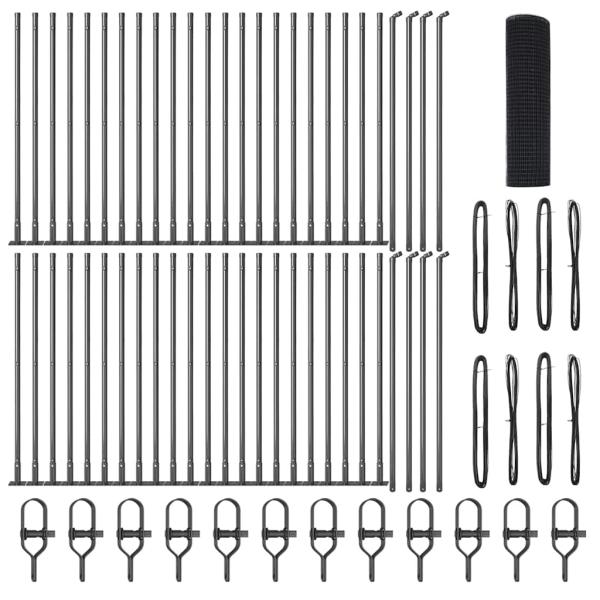 Geschweißter Drahtzaun mit 7 Flanschpfosten Grau 0.6x100 m Stahl