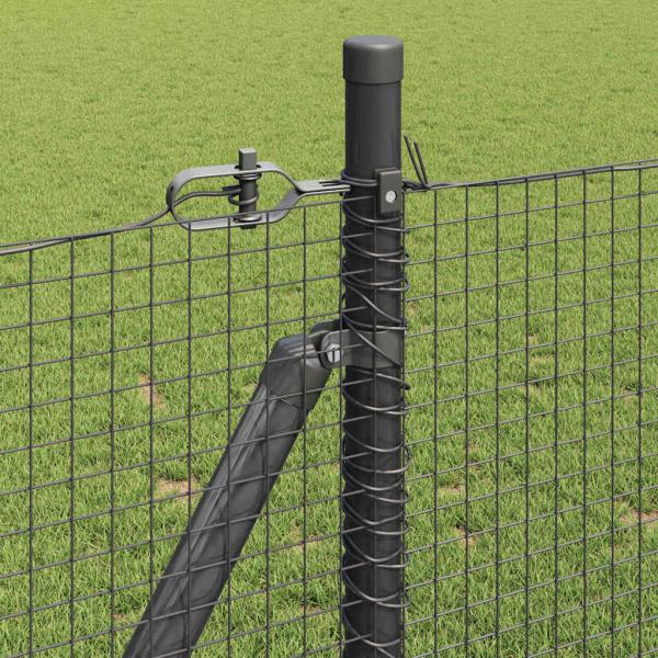 Geschweißter Drahtzaun mit 13 Flanschpfosten Grau 0.8x100 m Stahl