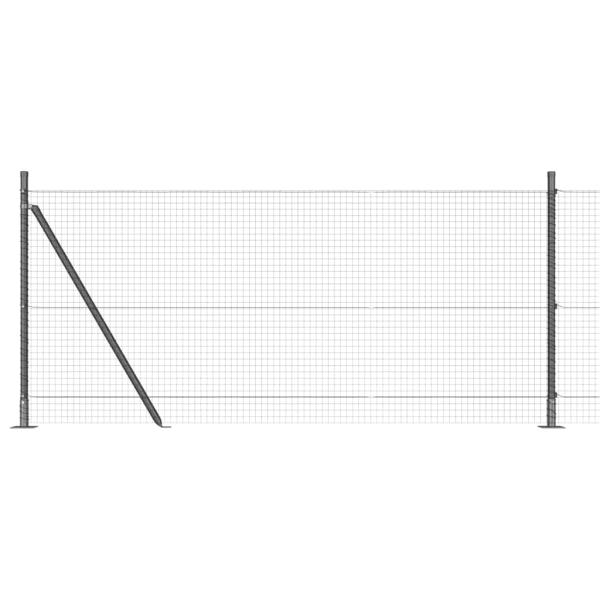 Schweißdrahtzaun mit 13 Flanschpfosten Grau 0.8x100 m Stahl