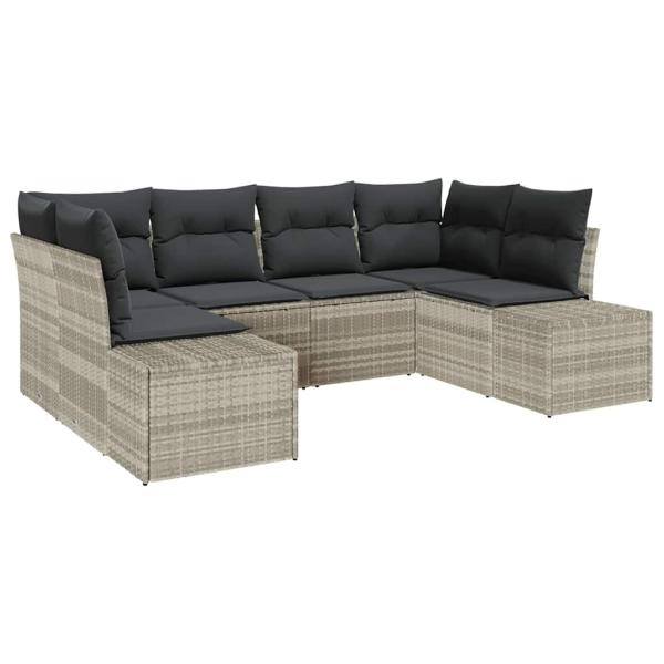 Gartensofa-set 6 stk. 6-Sitzanzahl Hellgrau Poly Rattan