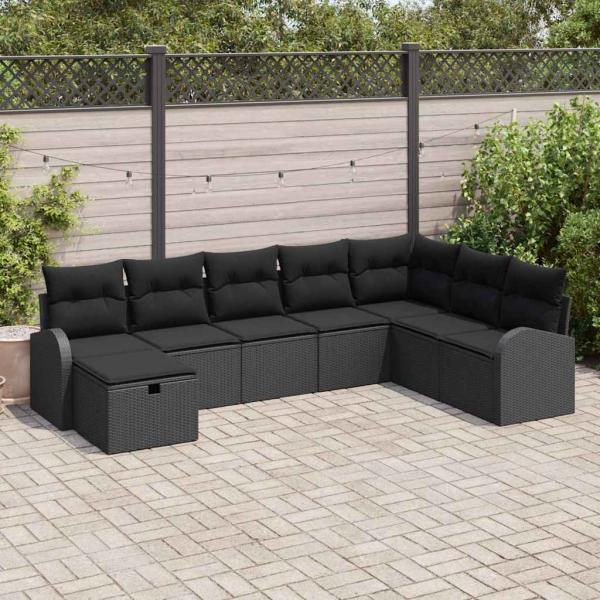 ARDEBO.de - Sofa Set 8 Stk. Schwarz Poly-Rattan