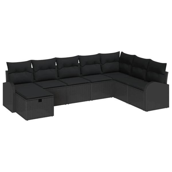 Sofa Set 8 Stk. Schwarz Poly-Rattan