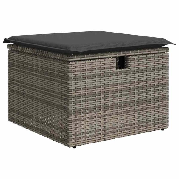 5-teiliges Garten-Sofa-Set mit Kissen Grau Poly-Rattan