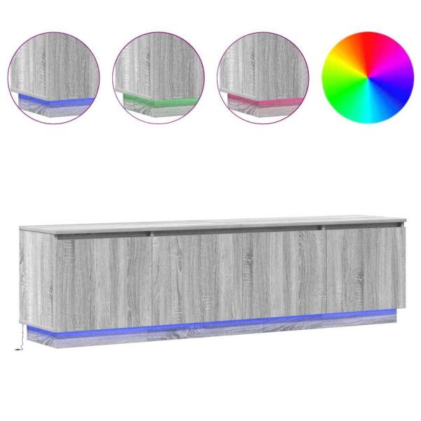 TV Schrank mit LED Grau Sonoma 180x38x49 cm Holzwerkstoff