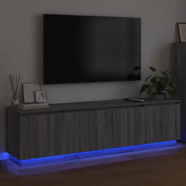 TV Schrank mit LED Grau Sonoma 180x38x49 cm Holzwerkstoff