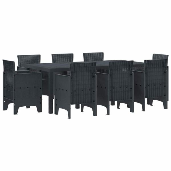9-teiliges Garten Essset Anthrazit Poly Rattan