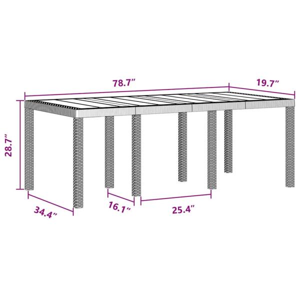 9-teiliges Garten Essset Anthrazit Poly Rattan