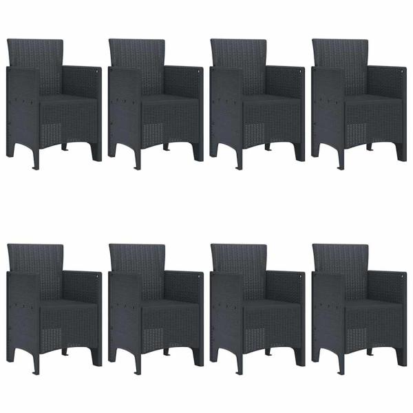 9-teiliges Garten Essset Anthrazit Poly Rattan