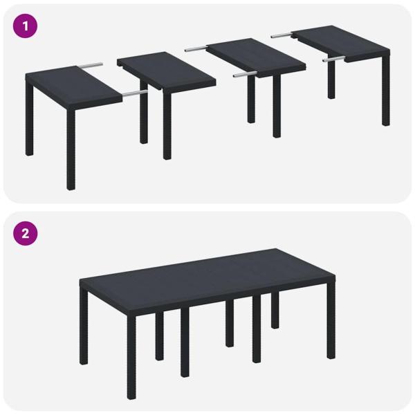 9-teiliges Garten Essset Anthrazit Poly Rattan