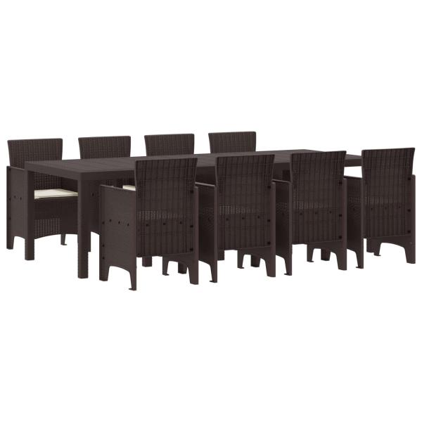 ARDEBO.de - 9-teiliges Garten-Esszimmer-Set mit Kissen Braun Poly-Rattan