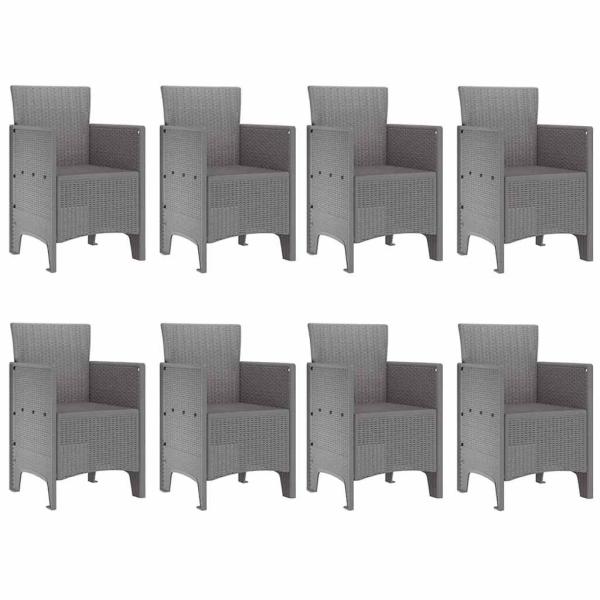 9-teiliges Garten-Essset Grau Poly-Rattan