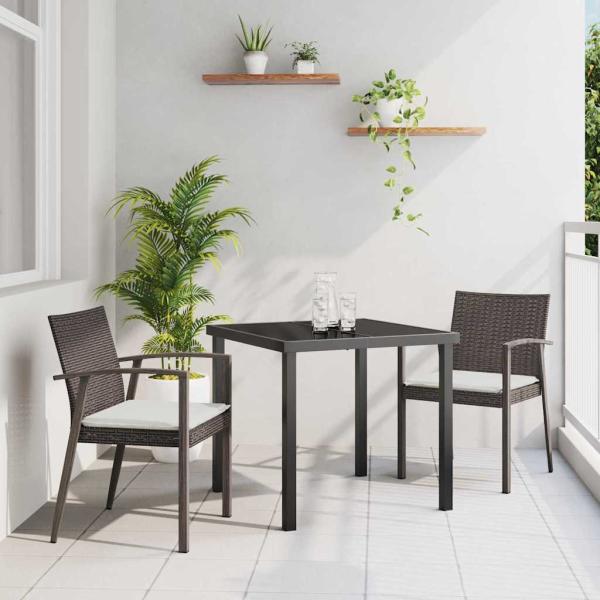 ARDEBO.de - Set aus 2 Braun PE-Rattan 2-Sitzer Langlebig Gartenstuhl