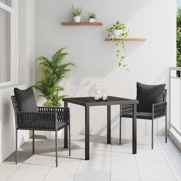 ARDEBO.de - Set aus 2 Schwarz PE Rattan 54x61x83 cm Langlebig Gartenstuhl