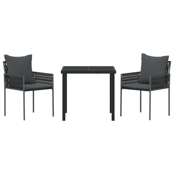 Set aus 2 Schwarz PE Rattan 54x61x83 cm Langlebig Gartenstuhl