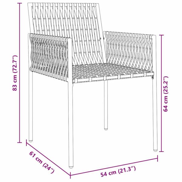 5-teiliges Garten-Ess-Set mit Kissen Schwarz Poly-Rattan