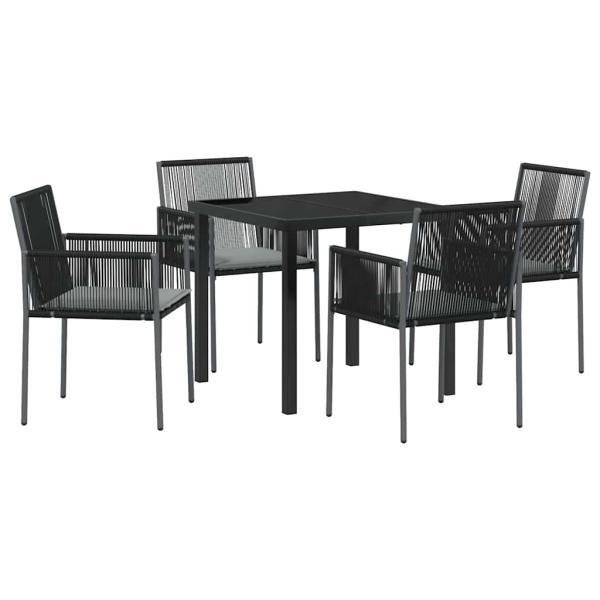 Set aus 3 Schwarz PE-Rattan, Stahl, Polyester Standard