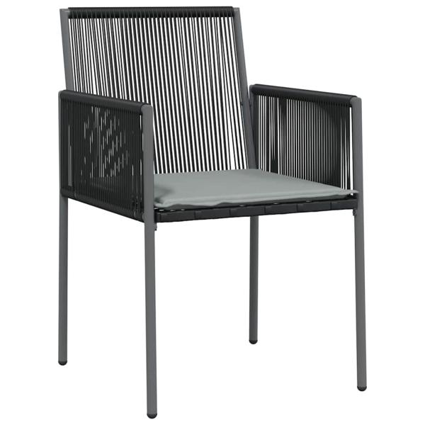 Set aus 3 Schwarz PE-Rattan, Stahl, Polyester Standard