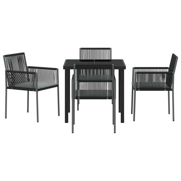 Set aus 3 Schwarz PE-Rattan, Stahl, Polyester Standard