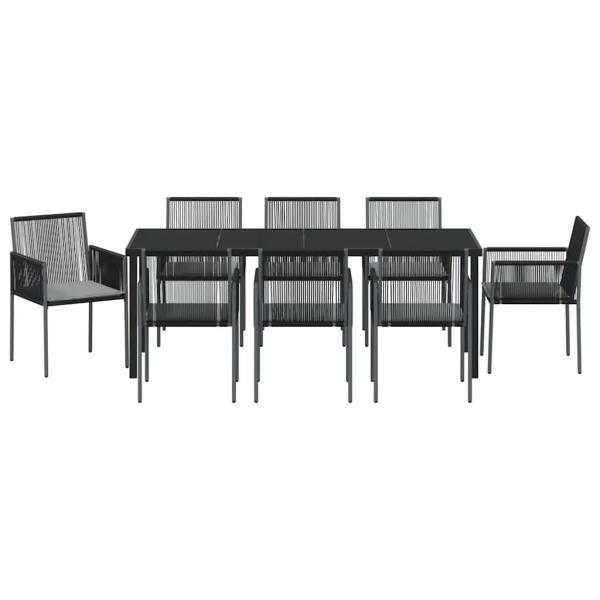 Set von 5 Schwarz Poly-Rattan, pulverbeschichteter Stahl, Polyester