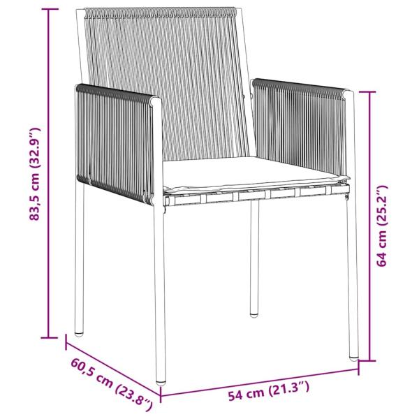 Set von 5 Schwarz Poly-Rattan, pulverbeschichteter Stahl, Polyester