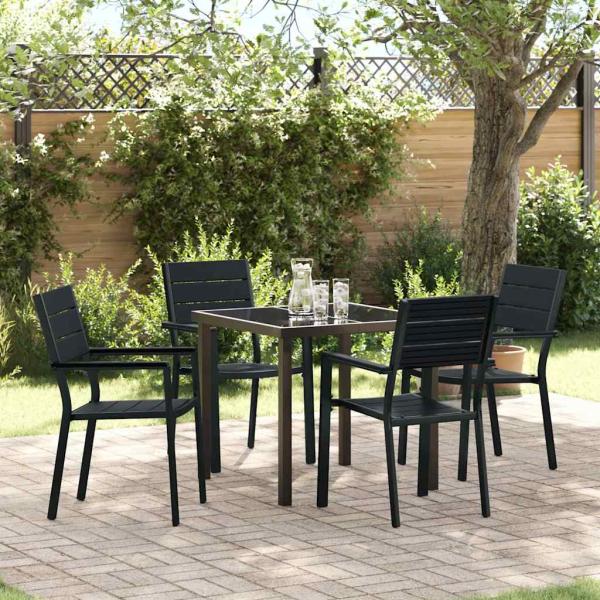 ARDEBO.de - 5-teilige Garten Essgruppe Schwarz HDPE