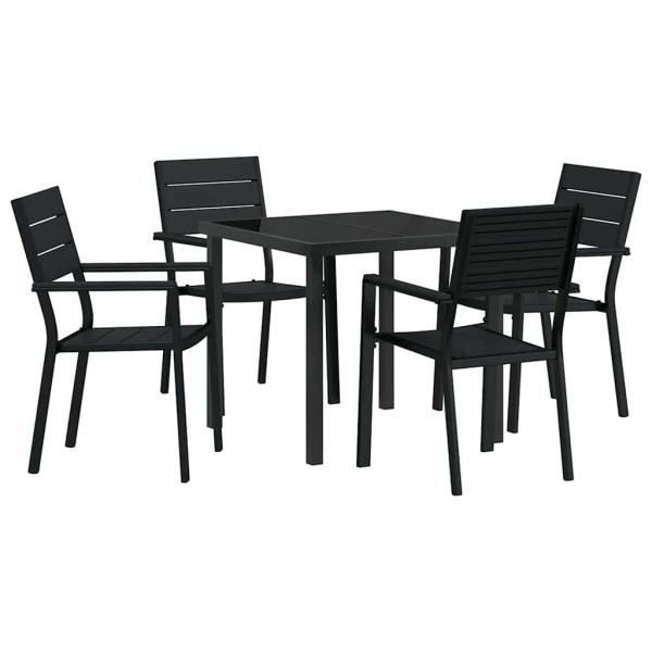 5-teilige Garten Essgruppe Schwarz HDPE