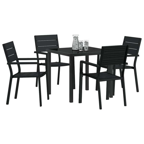 5-teilige Garten Essgruppe Schwarz HDPE