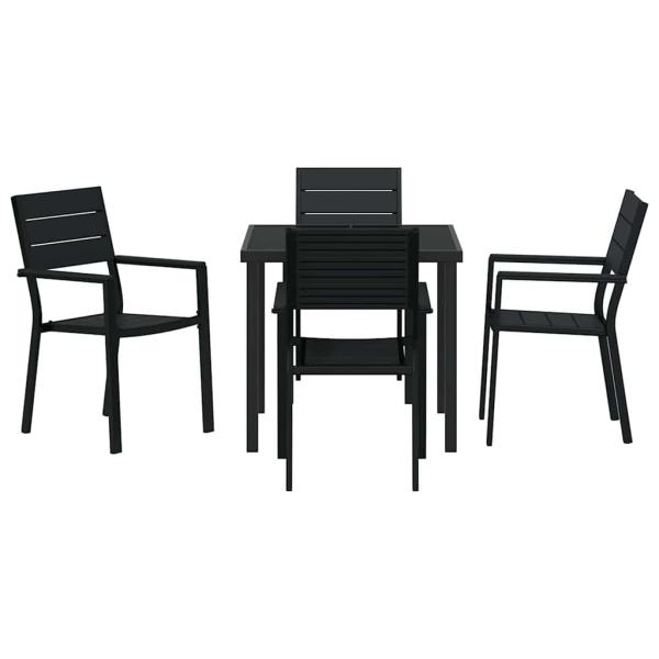 5-teilige Garten Essgruppe Schwarz HDPE
