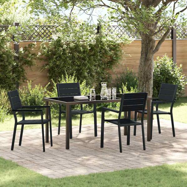ARDEBO.de - 5-teilige Garten Essgruppe Schwarz HDPE