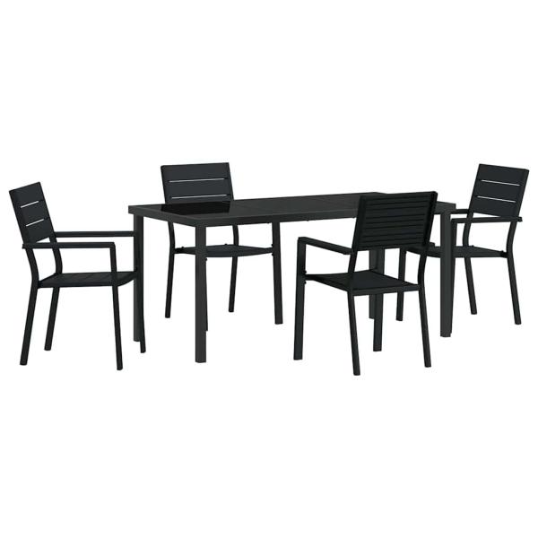 5-teilige Garten Essgruppe Schwarz HDPE