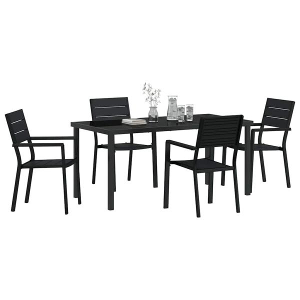 5-teilige Garten Essgruppe Schwarz HDPE