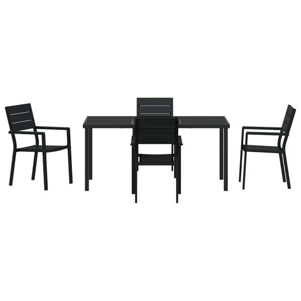 5-teilige Garten Essgruppe Schwarz HDPE