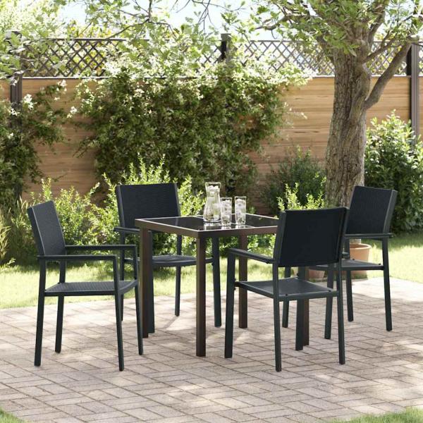 ARDEBO.de - 5-teiliges Garten-Ess-Set Schwarz Poly Rattan