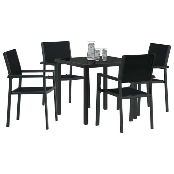 5-teiliges Garten-Ess-Set Schwarz Poly Rattan