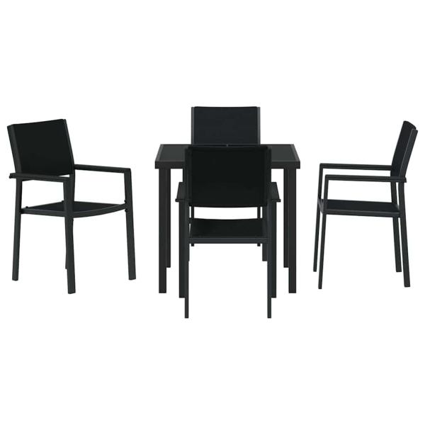 5-teiliges Garten-Ess-Set Schwarz Poly Rattan