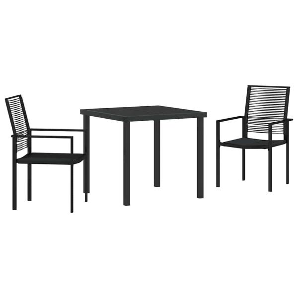 3-teiliges Garten-Essset Schwarz PVC-Rattan